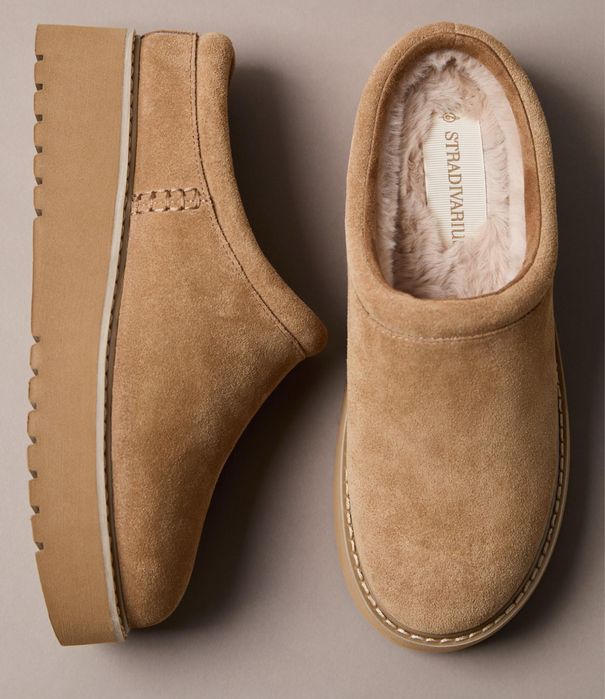 Уггі беж stradivarius короткі тапки замш натуральний 39