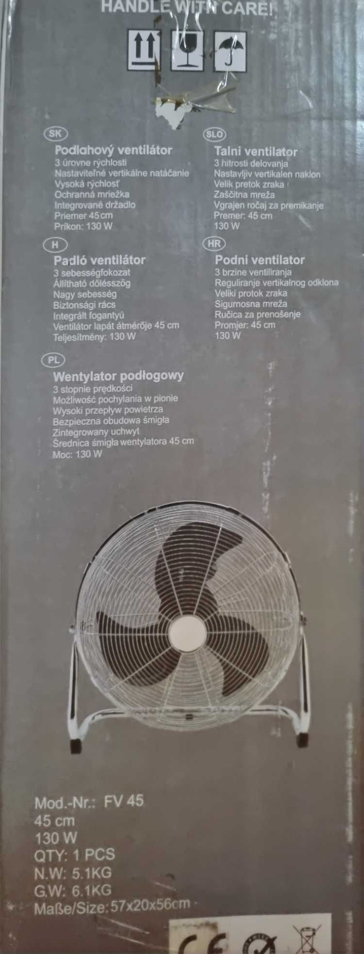 Wentylator podłogowy HELLER FV 45, chrom, 130W, Ø 52 cm