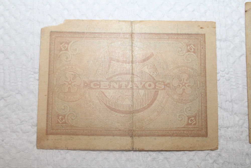 Conjunto de 4 notas de 5 -5- 10 e 50 cêntimos do escudo de 1917 e 1918