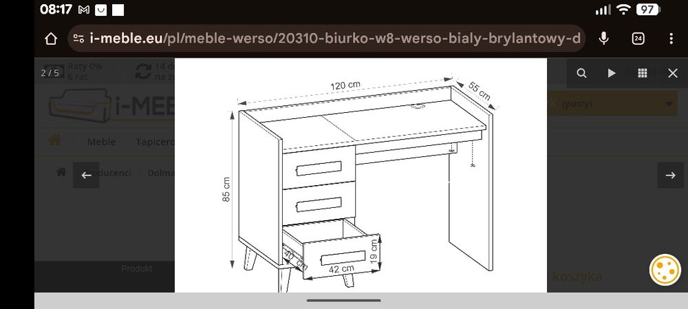 Biurko nowoczesne z szufladami – firmy Verso