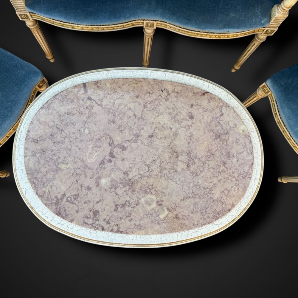 Zestaw mebli w stylu Ludwika XVI sofa krzesła stolik p5/280412