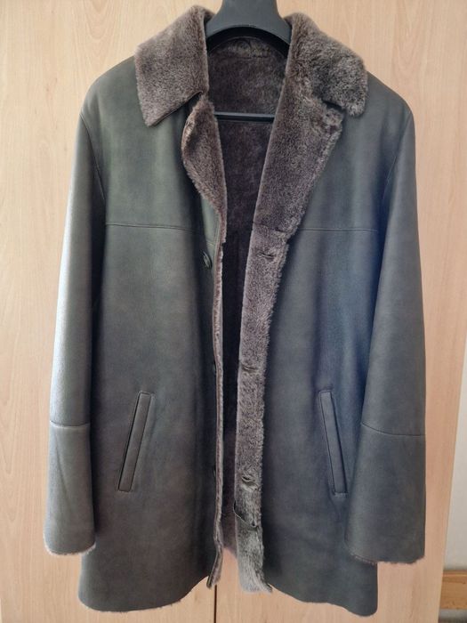 Дубленка чоловіча, зимова куртка, натуральна, шкіра