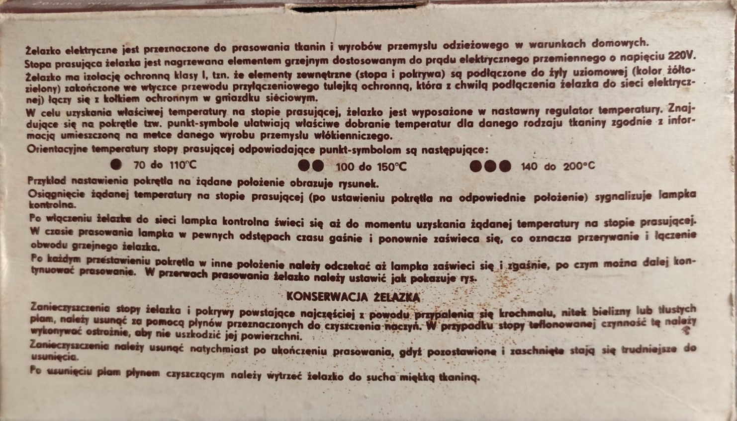 Żelazko PRL Dezamet + karta gwarancyjna