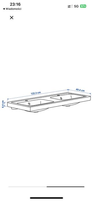 Orrsjon umywalka Ikea 120x49 syfon w cenie