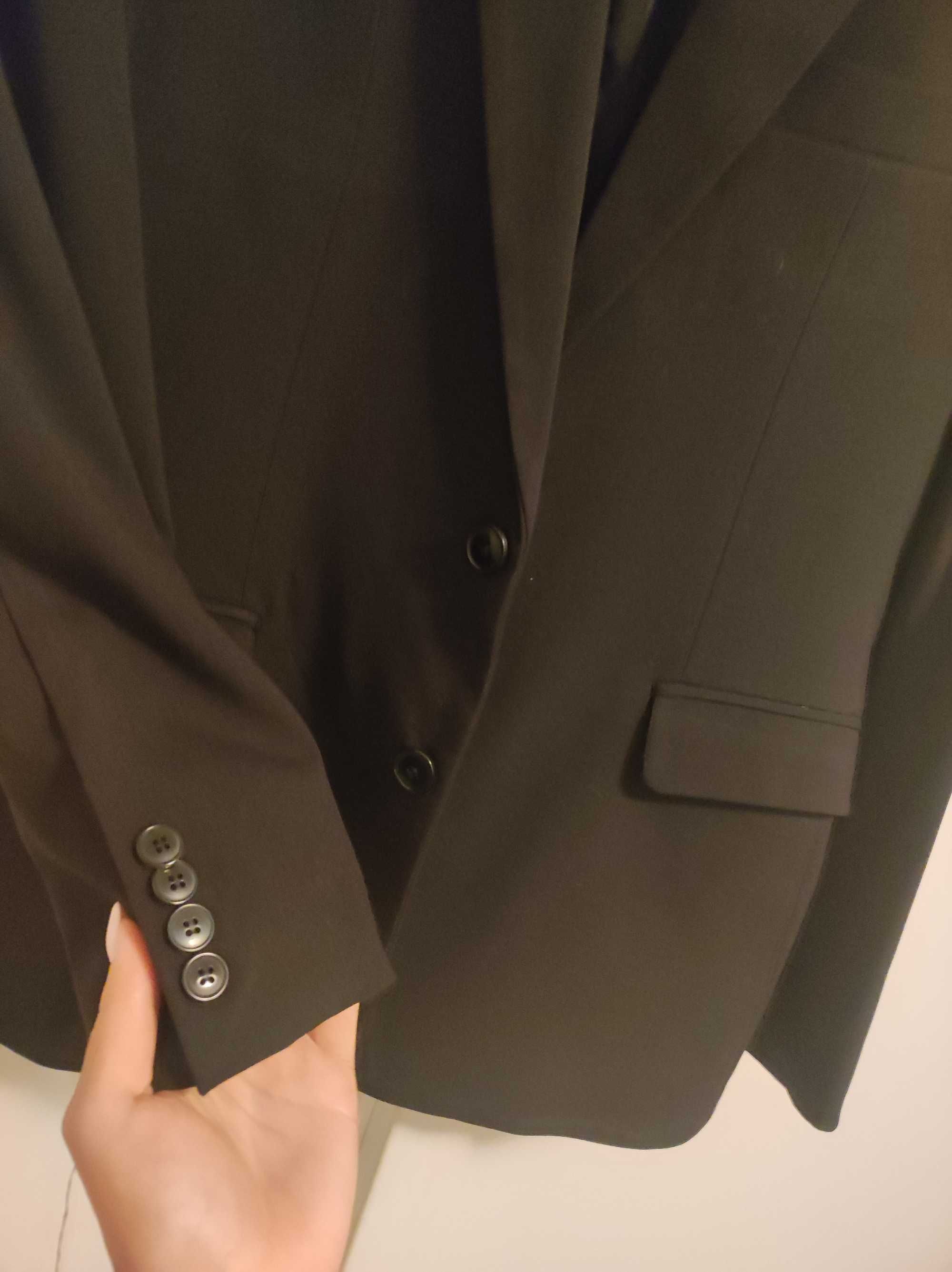 męski czarny garnitur ślubny 3 elementy z kamizelką elegancki