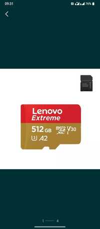 MicroSD Карта памяті SD Lenovo 512GB. В упаковке.