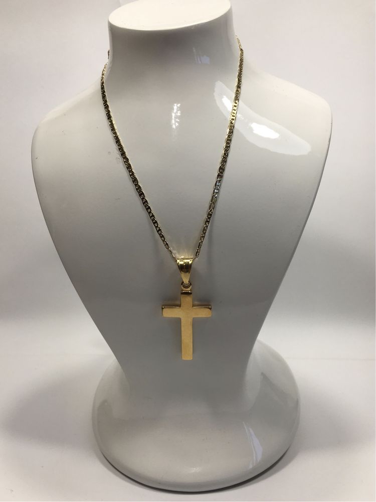 Złoty męski łańcuszek GUCCI z krzyżykiem•pozłacany ogniowo 18K 0,750