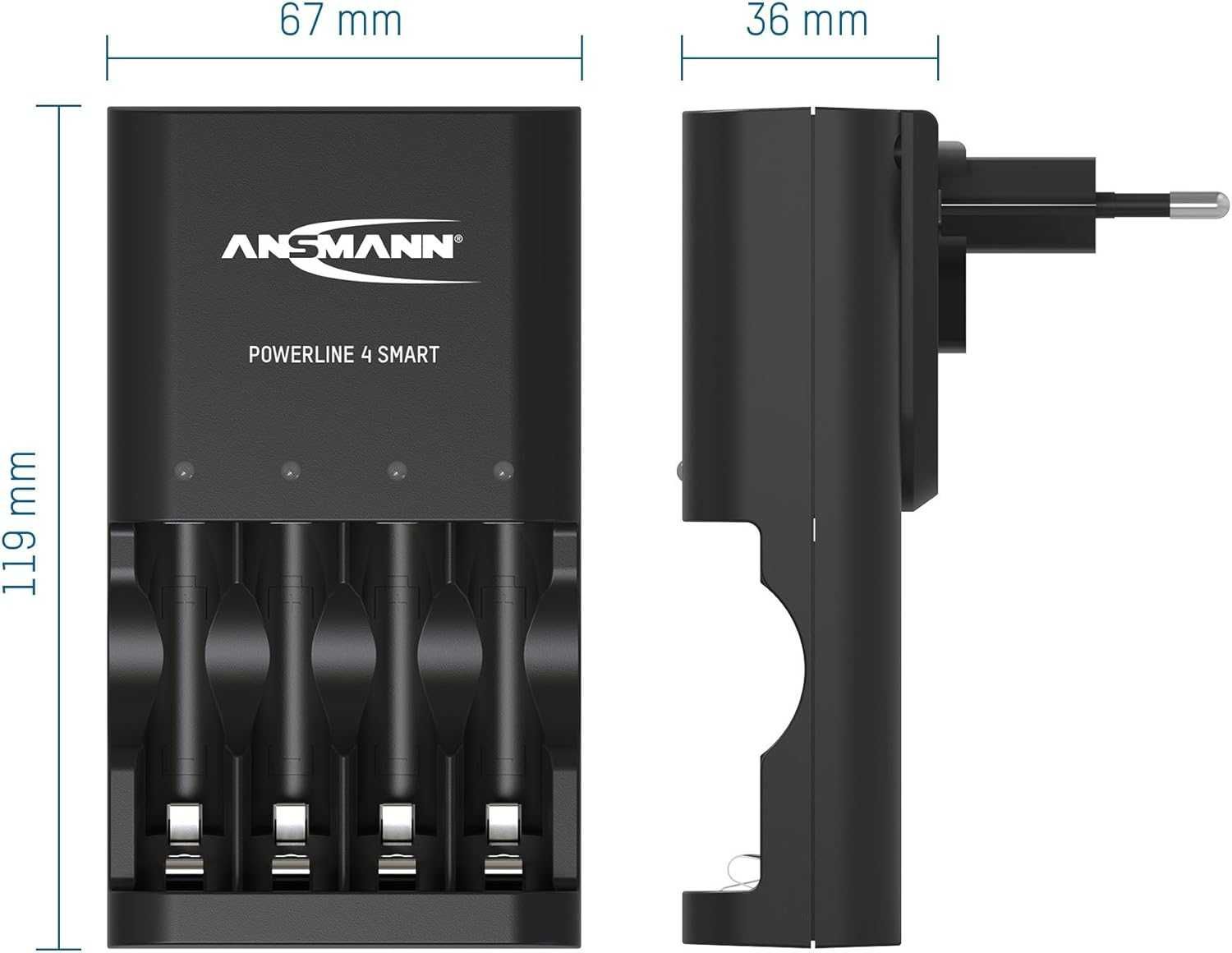 Ansmann Powerline 4 Smart Ładowarka do akumulatorów AA AAA + akku 4szt
