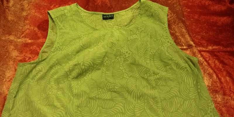 Seidel 48 prześliczna zielona letnia bluzeczka bluzka bezrękawnik