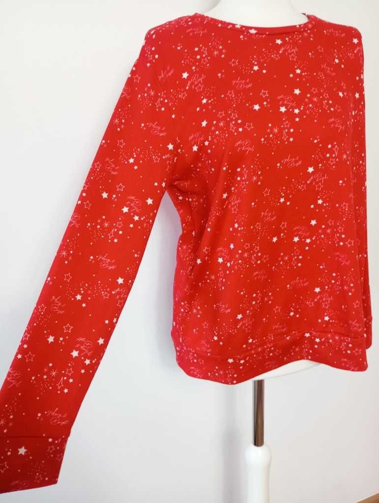 czerwona ciepła świąteczna bluzka piżamowa