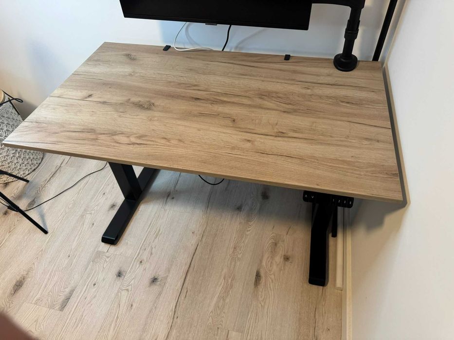 Biurko regulowane elektryczne 73-121 cm dąb arctic czarna noga