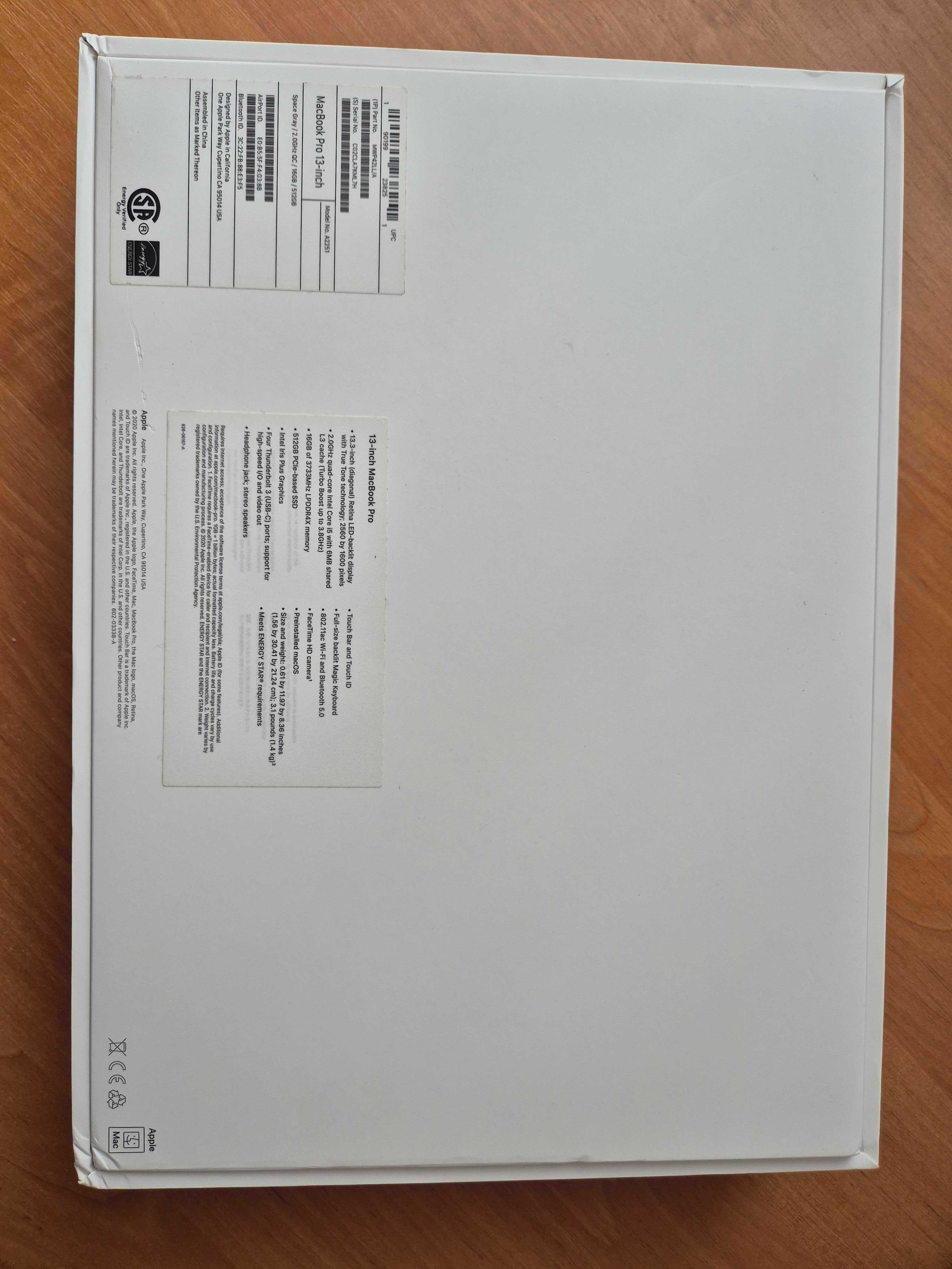 MacBook Pro 2020 13" i5 2GHz 512 GB SSD + 16 GB RAM