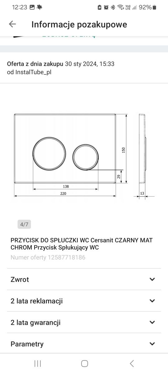 Przycisk cersanit spłuczka