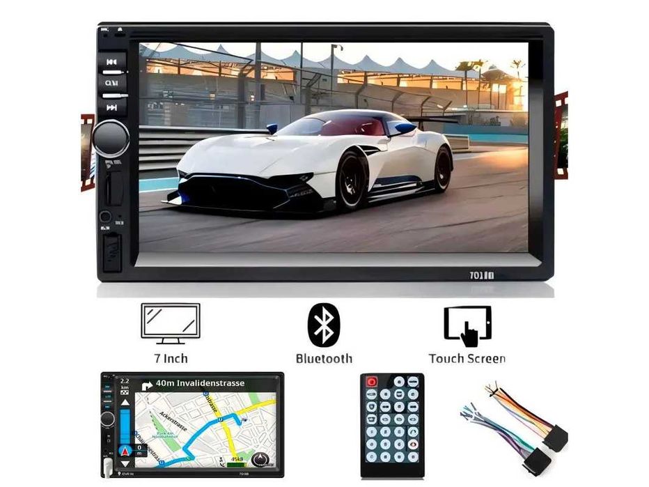 Коротка магнітола USB+Bluetooth 2DIN 7018, автомагнітола з екраном