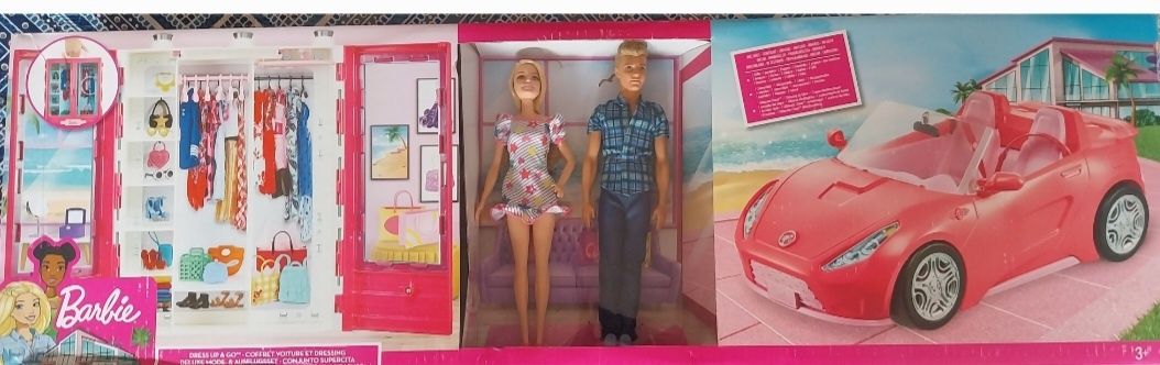 Barbie e Ken com veículo e armário | Novo