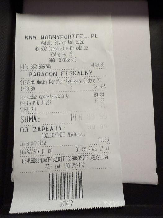 Portfel męski STEVENS, 8,5cm x 11,5cm