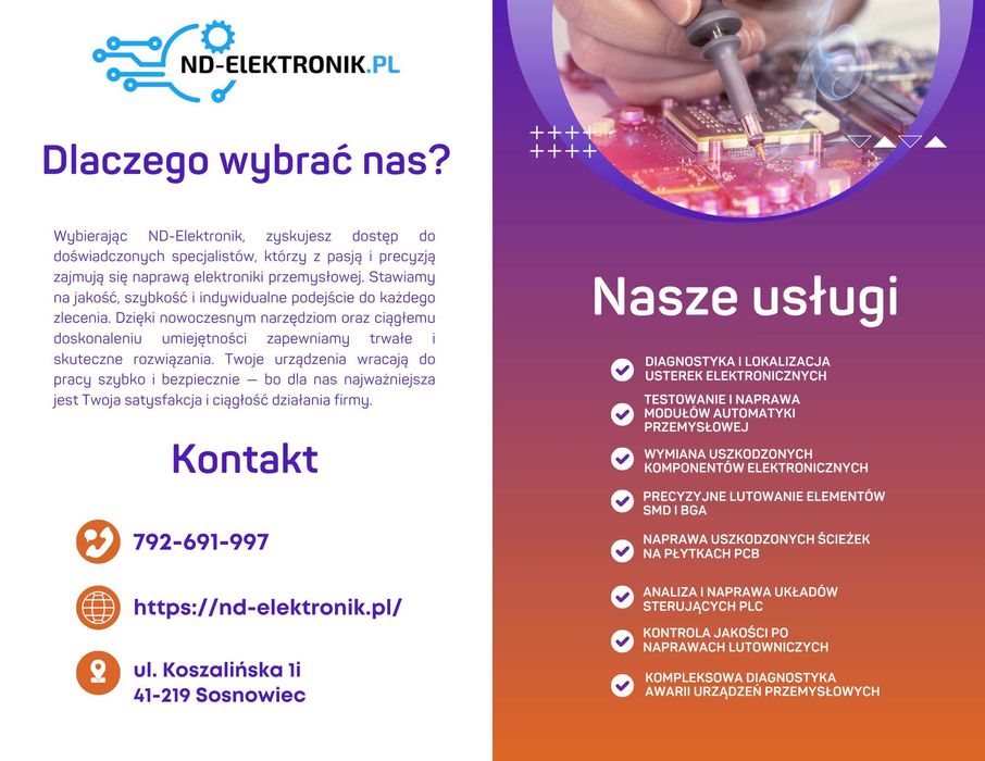 Naprawa laptopów, PlayStation, Xbox, elektronika przemysłowa–Sosnowiec