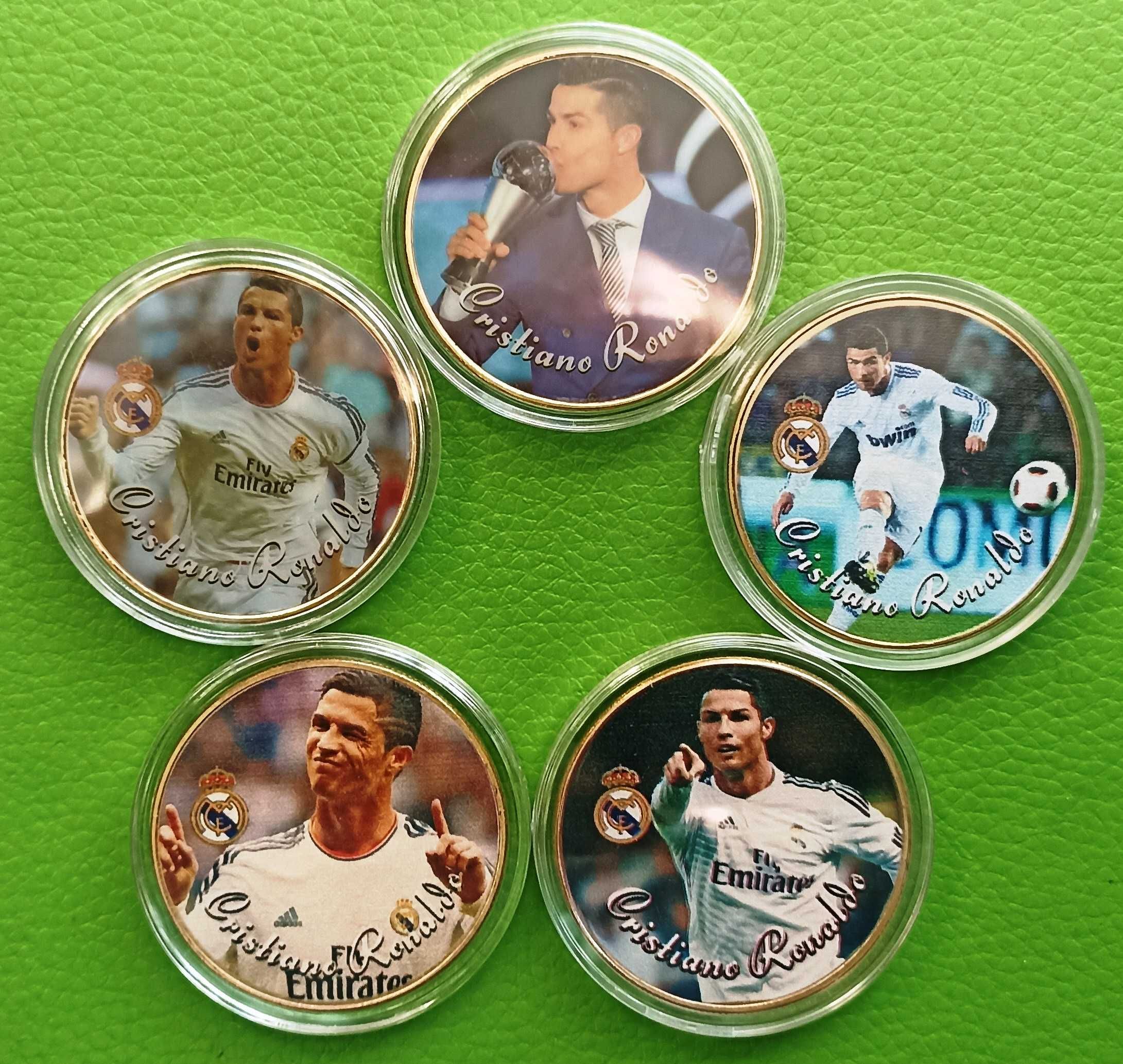 Cristiano Ronaldo Zestaw 5 szt.Złoto 24 karat w Kapslu NOWE 40 mm