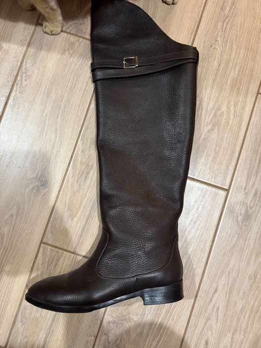 Сапоги жокейські широкі високі Astery Leather коричневі шкіра