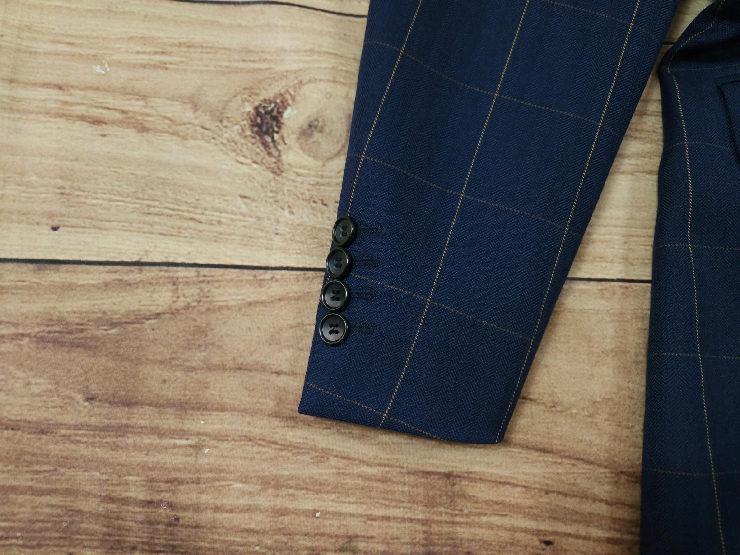 BURBERRYS Marynarka Męska w Kratkę Granatowa r. 106