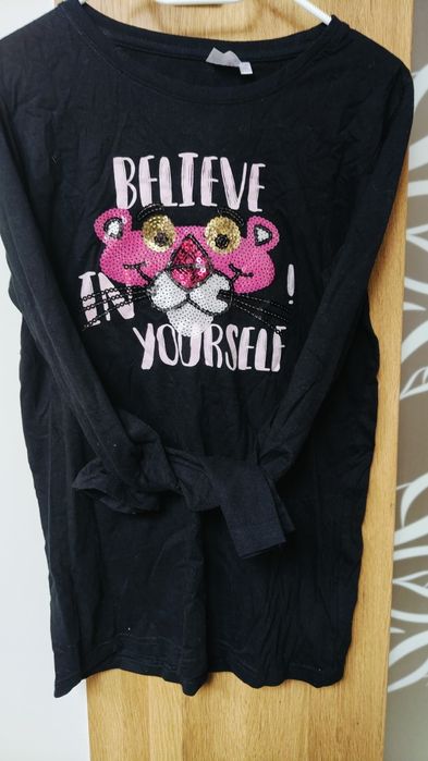 Czarna bluzka t-shirt Pink Panther