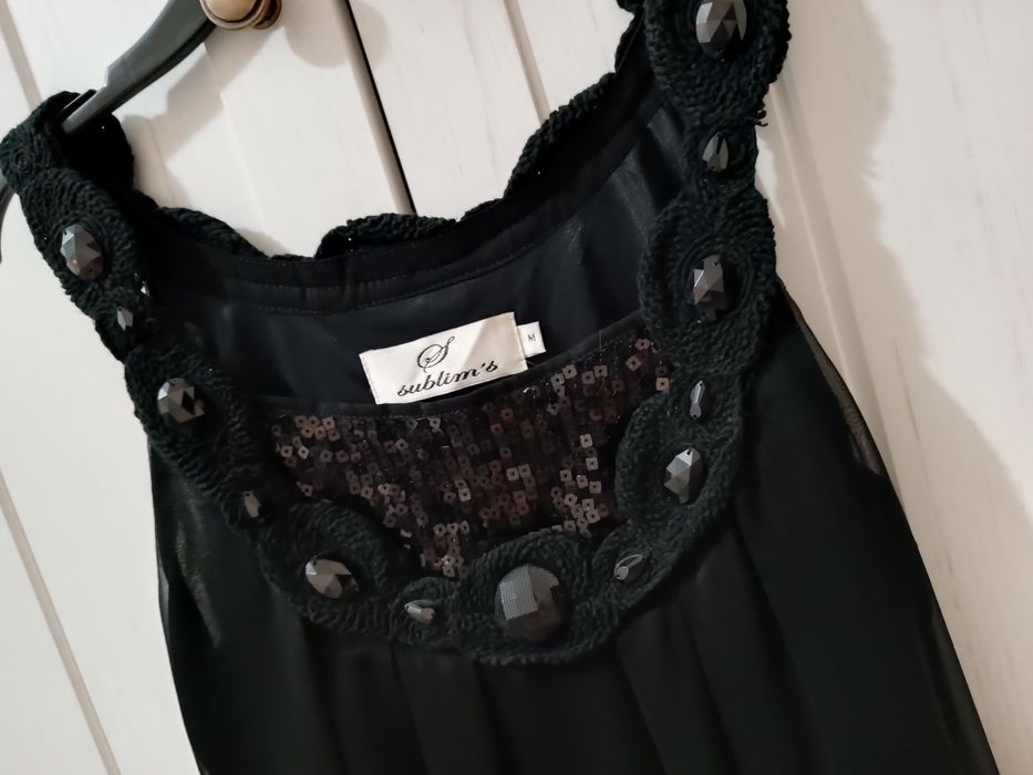 Czarna luźna sukienka cekiny M