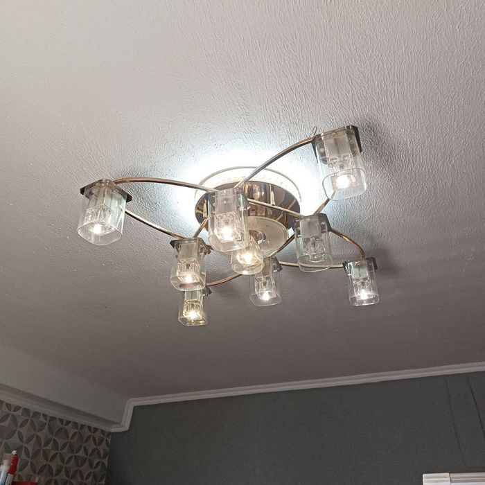 Люстра led светодиодная потолочная металл 60 см 10-60w
9 ламп+ лента