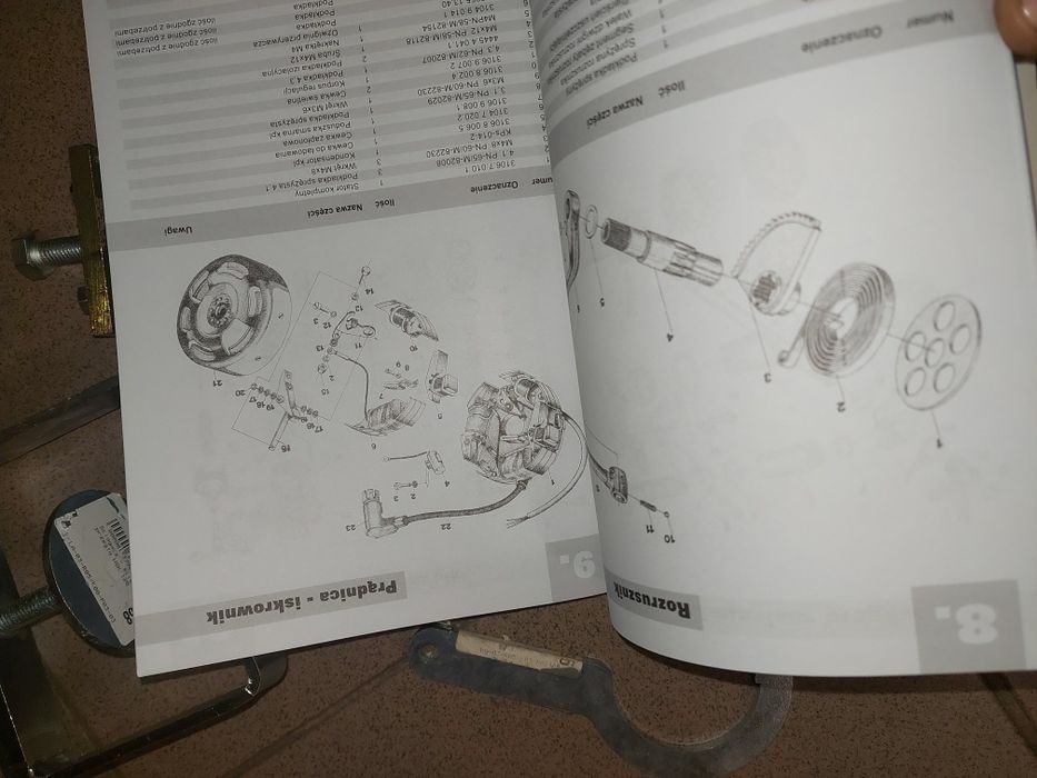 Nowy zestaw ściągacze klucze+katalog czesci instrukcja wsk125
