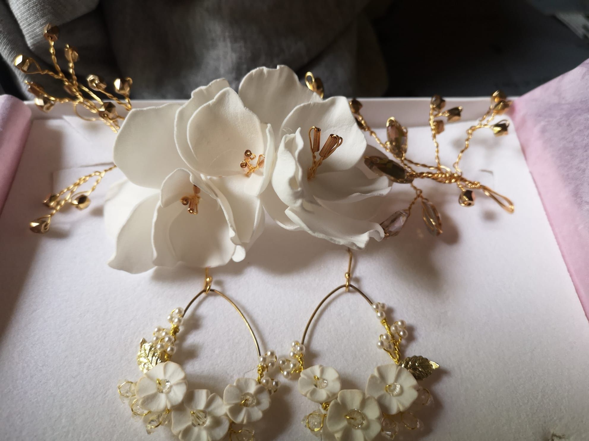 Biżuteria ślub(kolczyki+bransoletka z Anelis Atelier ozdoba do wlosow)