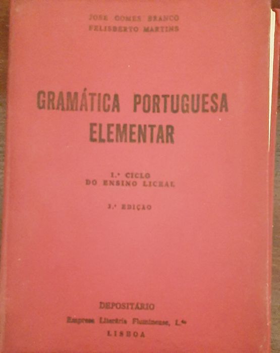 Livro gramática portuguesa elementar 1964