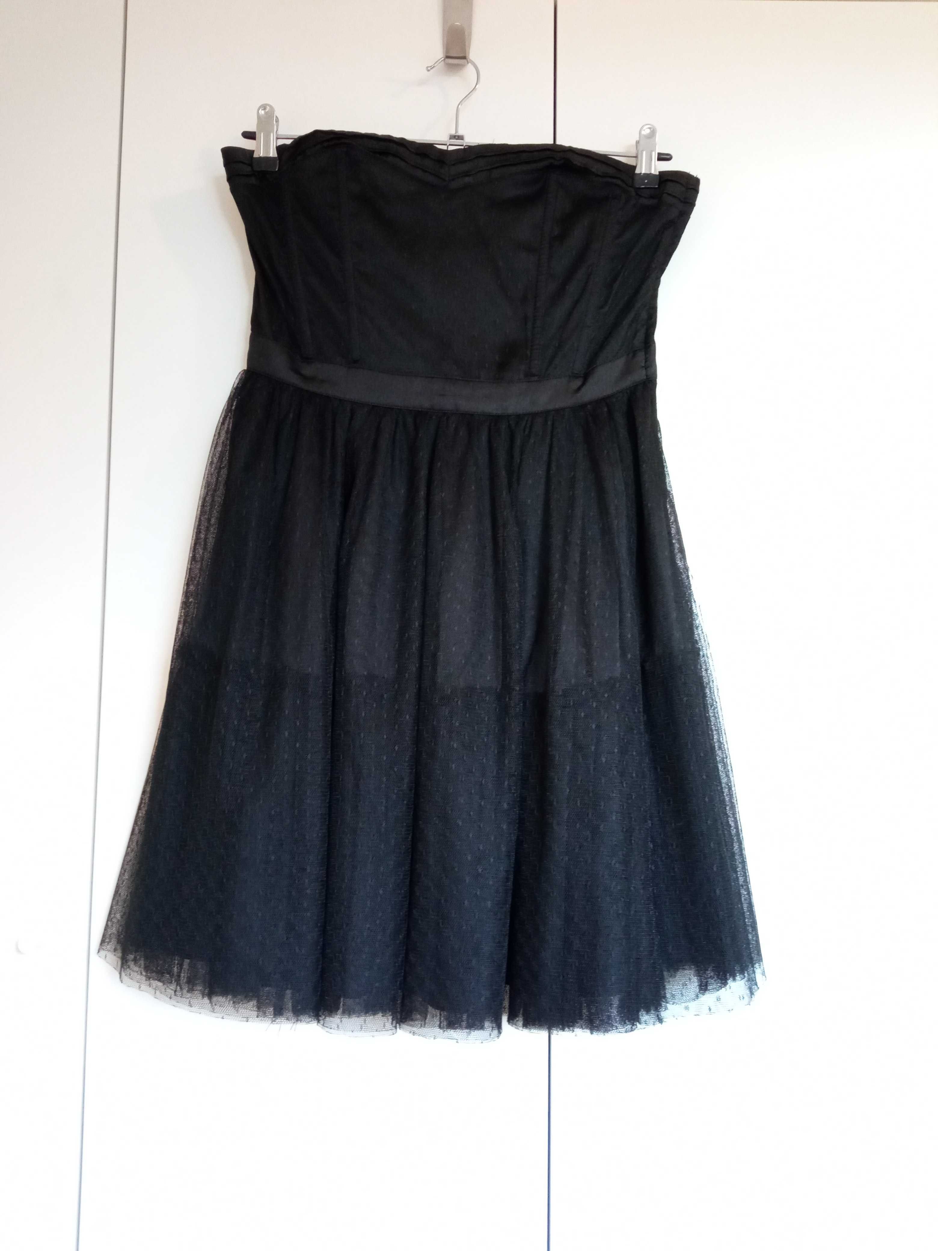 Tiulowa sukienka w kropki bez ramiączek H&M r 12