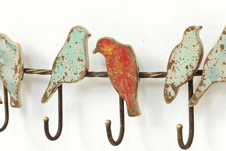 Wieszak Bird Party metal i ceramika ptaki haczyki