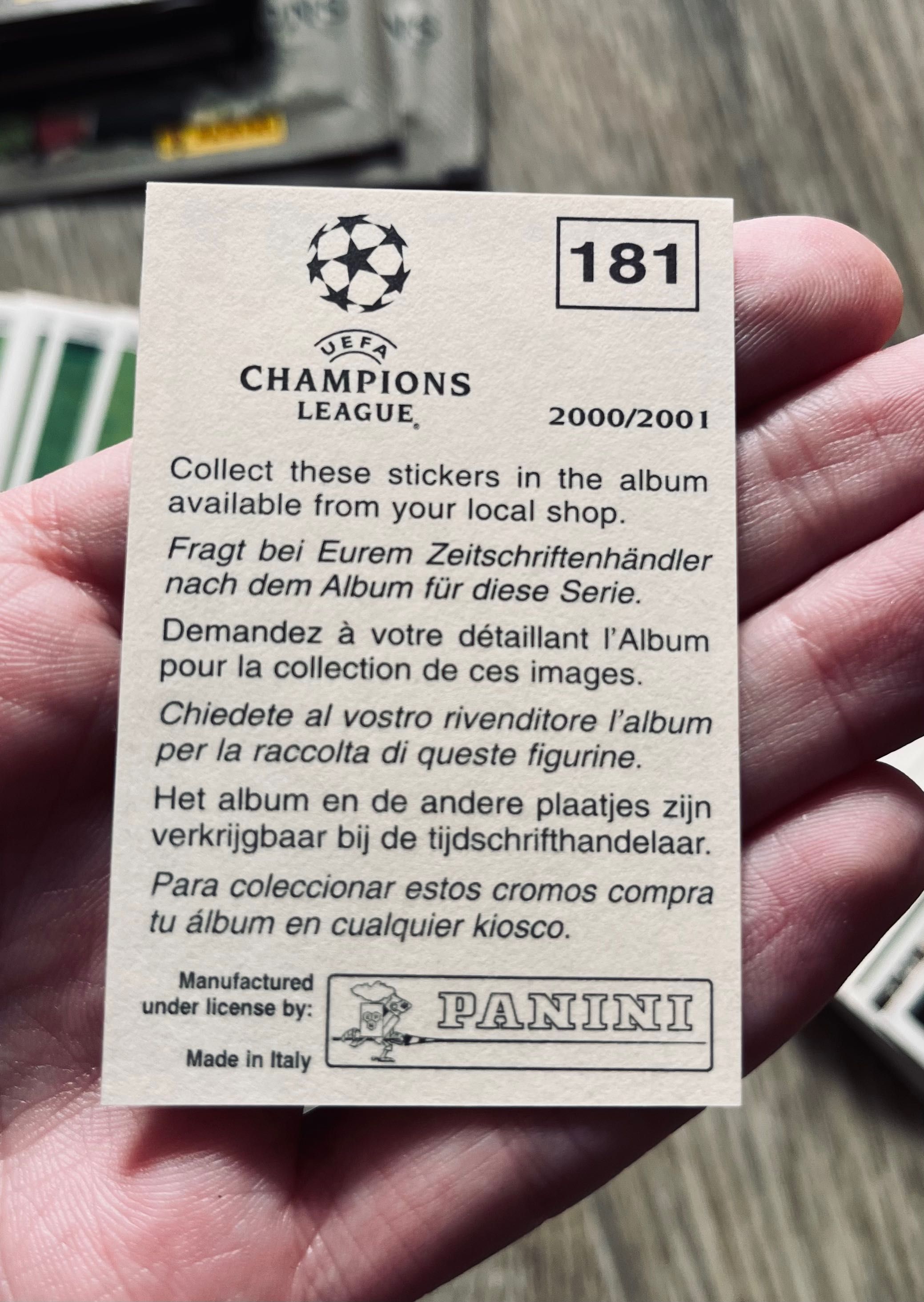 Panini League Of Champions 2000/2001 наклейки,пакеты.