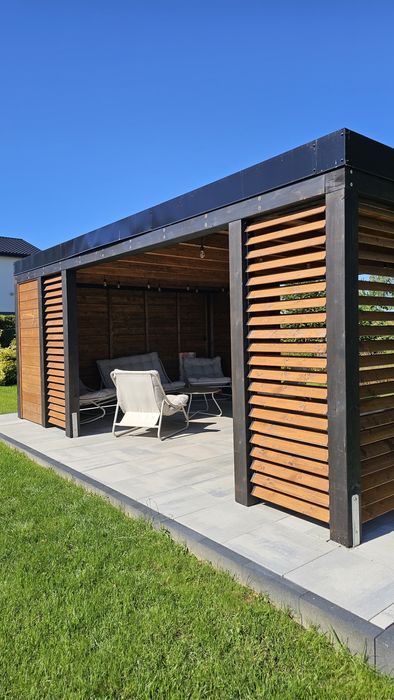 Drewniana altana ogrodowa, nowoczesna altana, pergola, zadaszenie