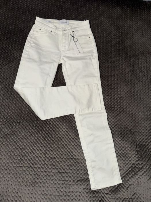 білі джинси slim fit Calvin Klein