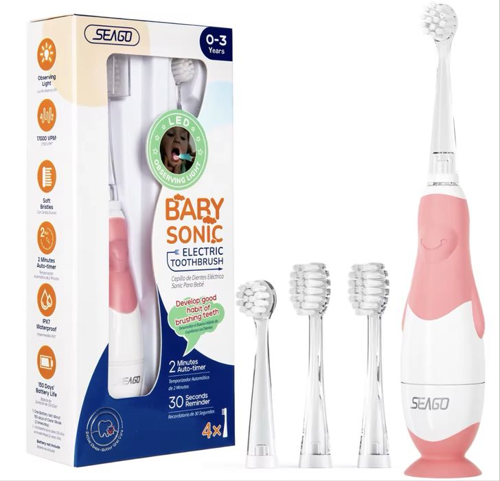 Оригінальна дитяча електро зубна щітка якісна колір рожевий блакитний