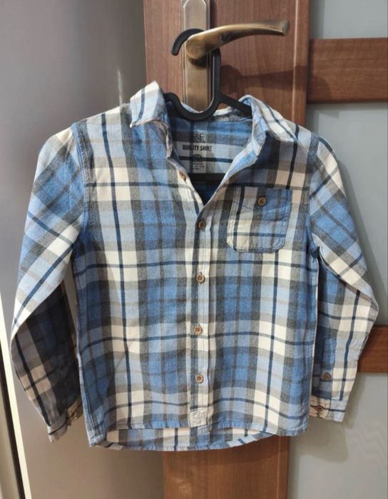 Koszula chłopięca w kratkę z długim rękawem F&F, 100% bawełna