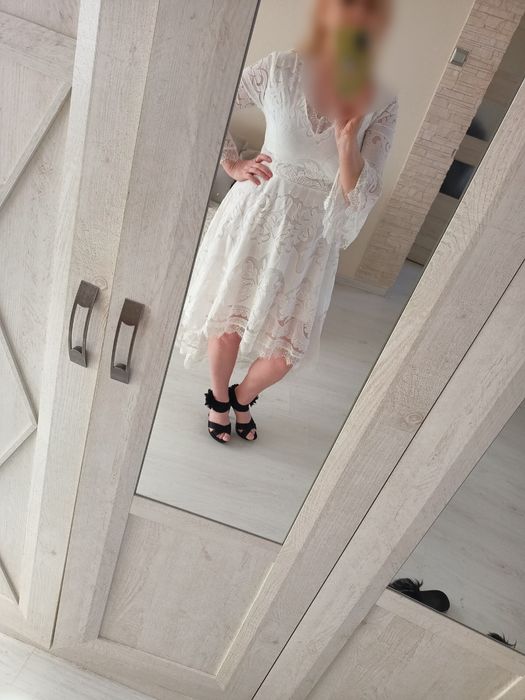 Śliczna sukienka biała styl boho komunia wesele