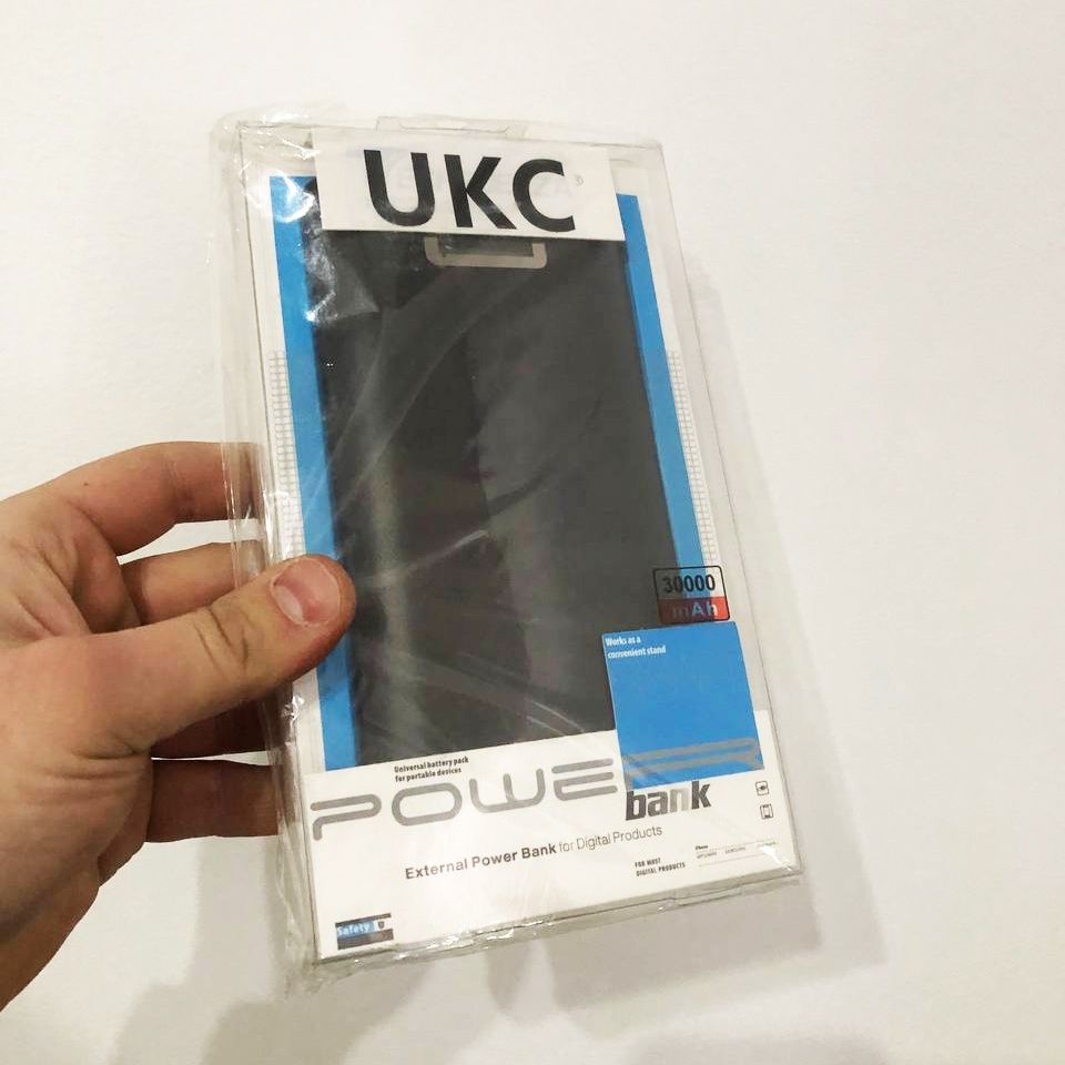 Портативная мобильная зарядка Power Bank 30000/9600mAh UKC. Цвет: черн