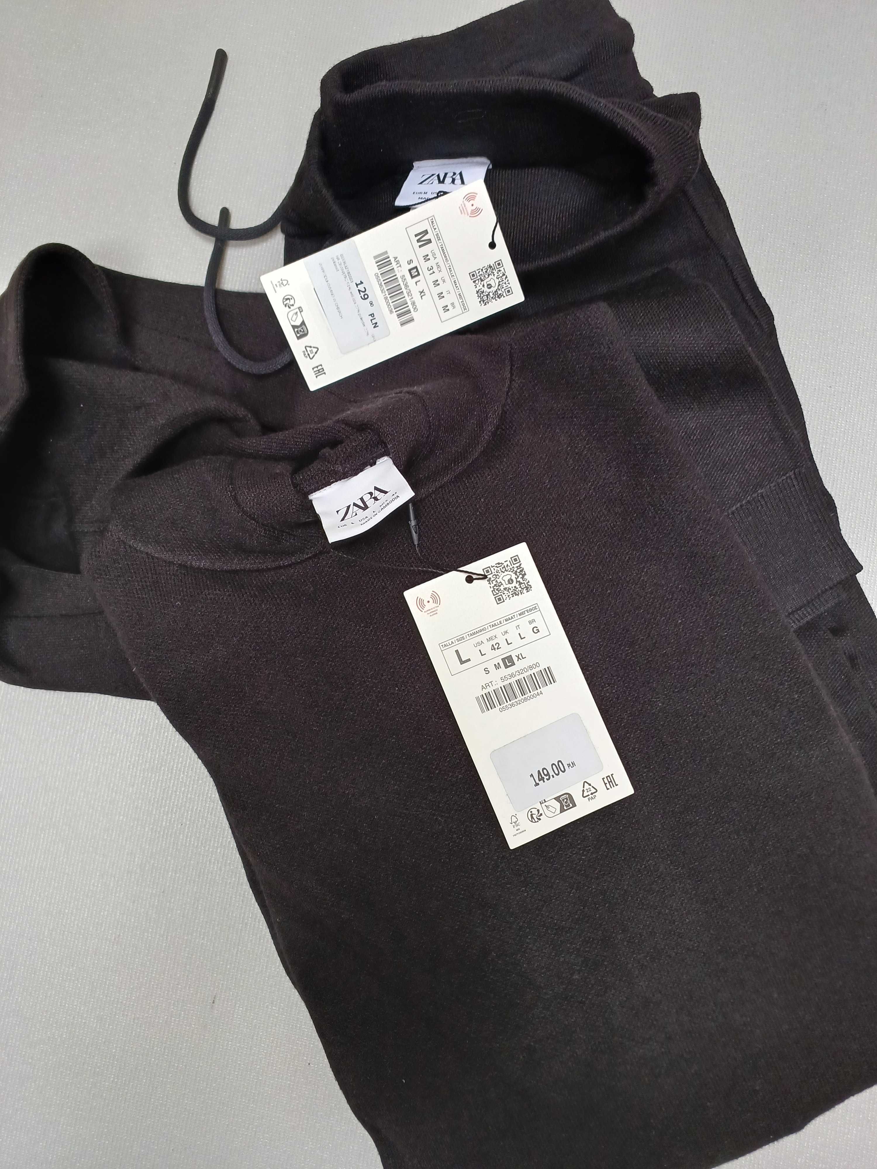 ZARA Dzianinowe spodnie typu jogger dzininowa bluza z kapturem.