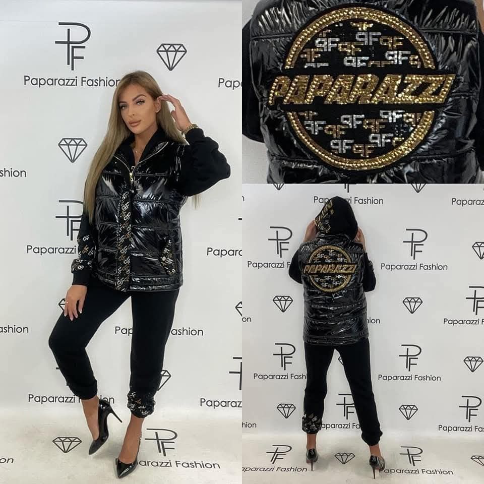 Piękny komplet dres trzyczęściowy kamizelka dres paparazzi