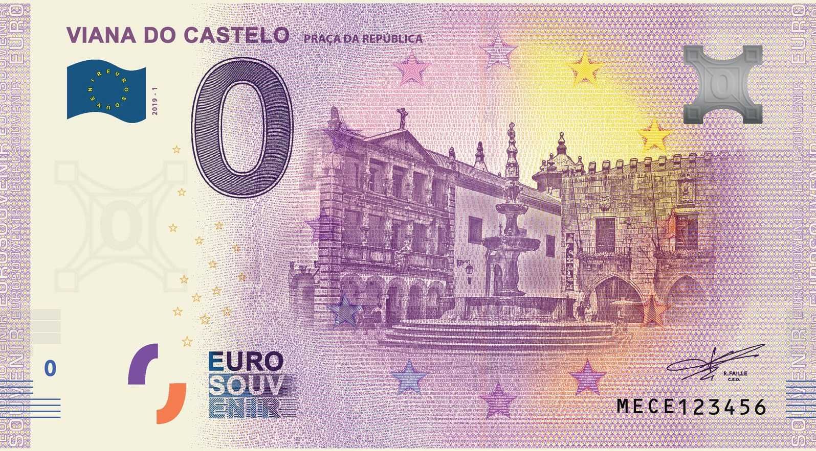 Nota de 0€ da Eurosouvenir de Viana do Castelo 3€