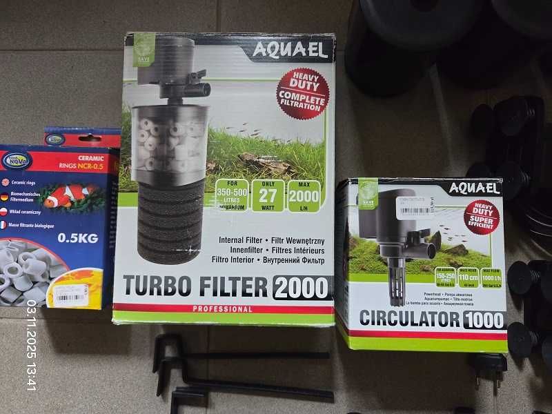 Filtry wewnętrzne Aquael Turbo 2000 i 1000 duży zestaw