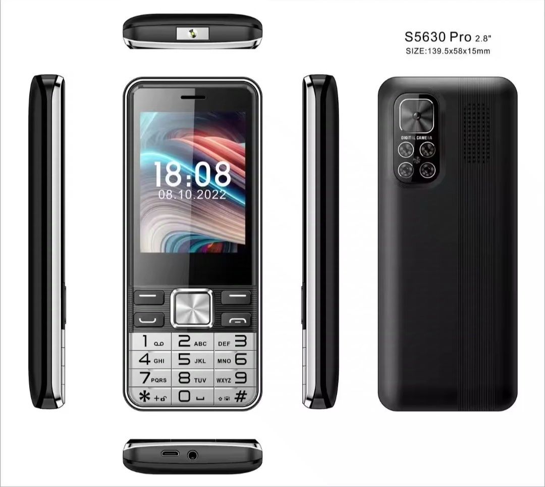 4 Sim 3000mAh Мобільний телефон кнопочний 2.8 Великий екран та батарея