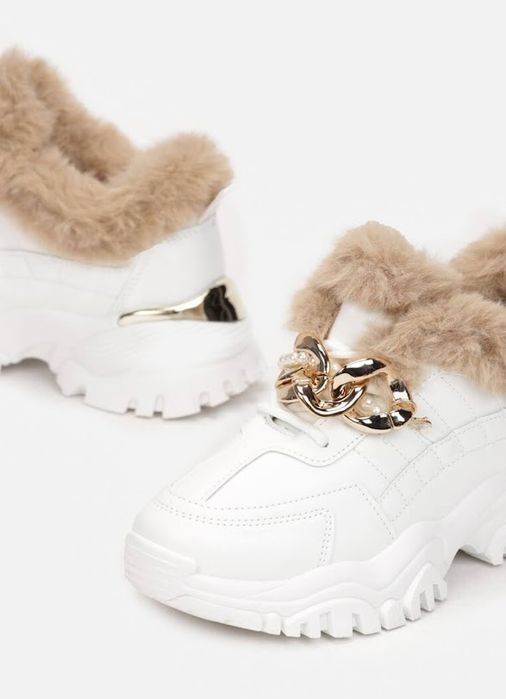 buty damskie sneakersy białe ocieplane r. 38