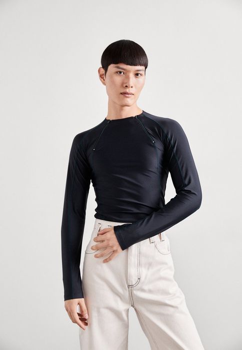 Koszulka z długim rękawem czarna z zamkami GmbH XS