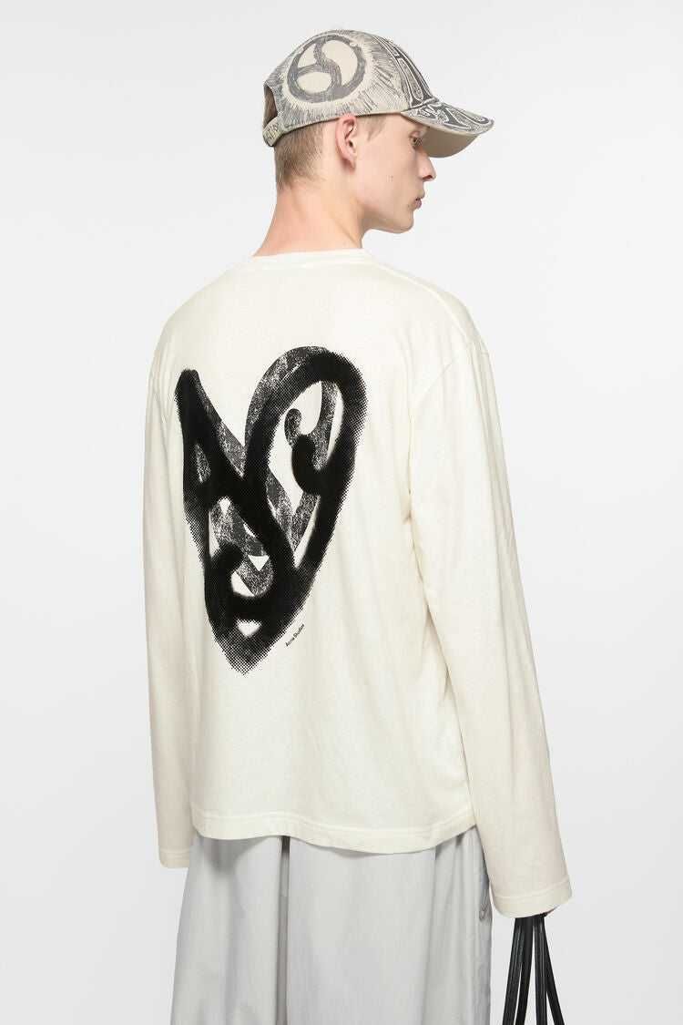 Футболка Acne Studios Heart Printed Long Sleeve White