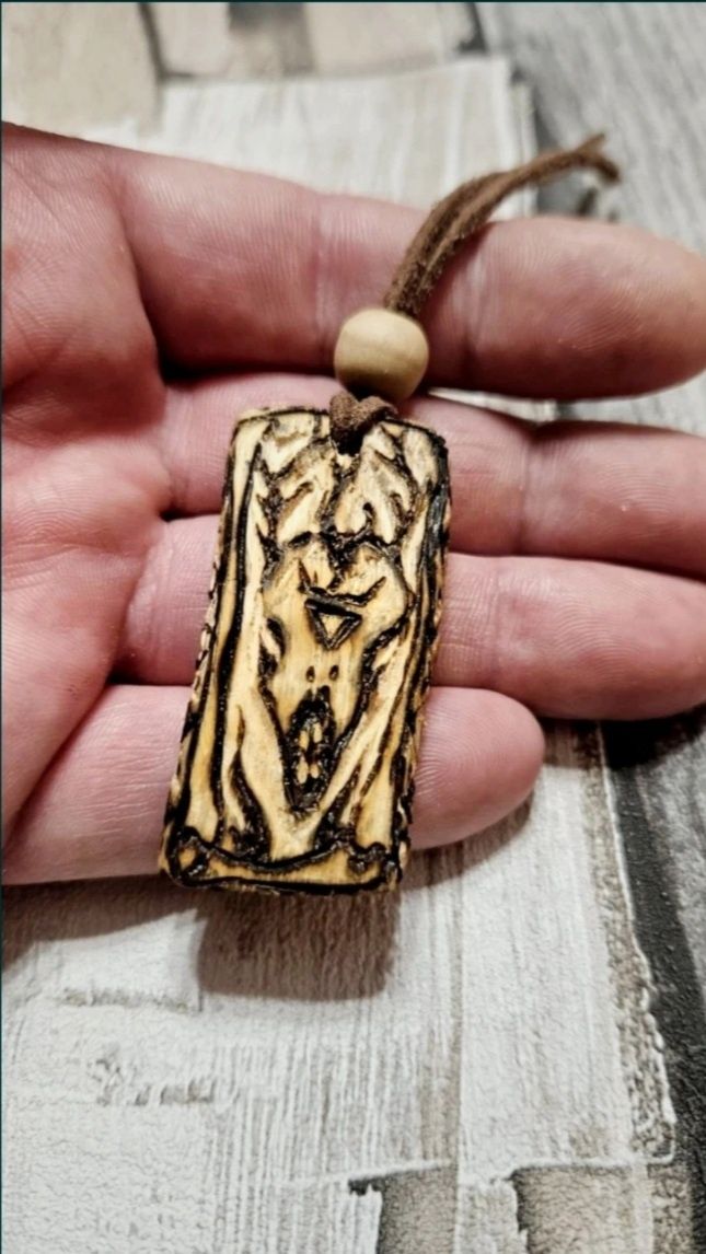 Naszyjnik wisiorek słowiański drewniany amulet talizman prezent eko XL