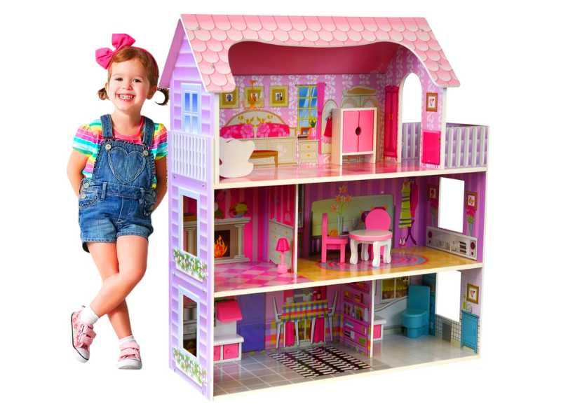 Duży drewniany domek dla lalek olx barbie led z akcesoriami prezent