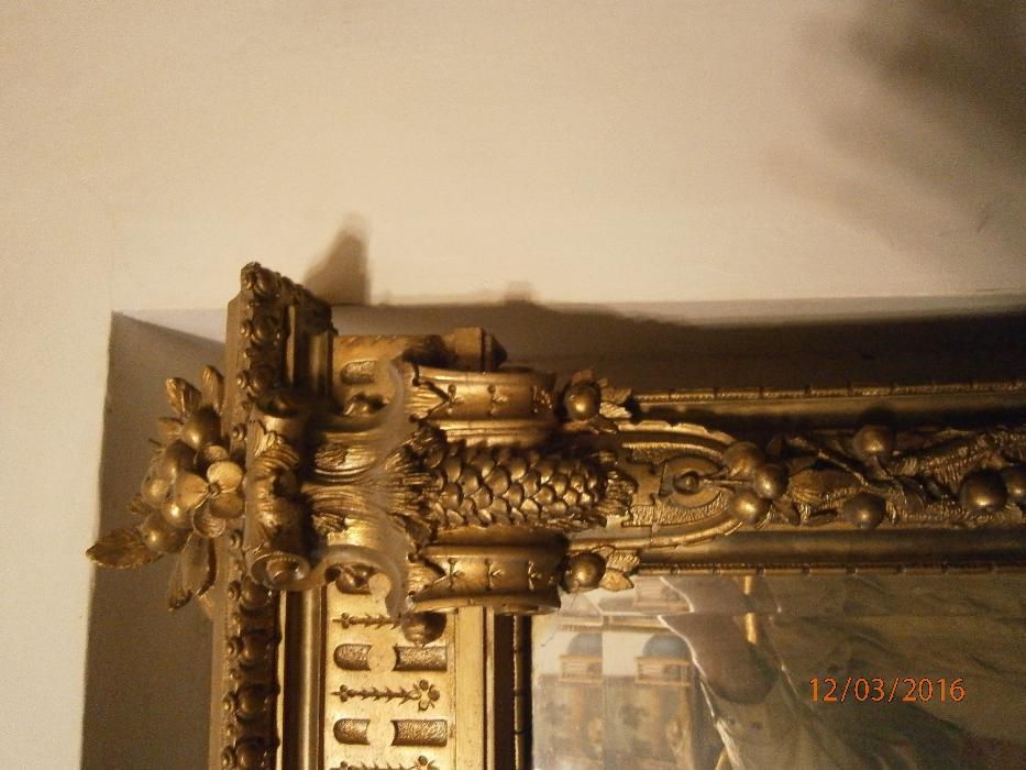 Lustro ozdobne secesyjne ramie złoconej ze szkłem kryształowym